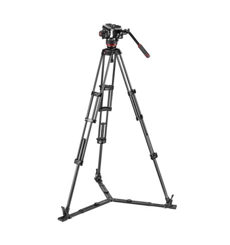 Manfrotto - Kit video con trípode carbono Twin + rótula 504X. Estab. ras de suelo