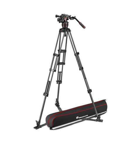Manfrotto - Kit video trípode carbono Twin + rótula Nitrotech 608 Est. Suelo