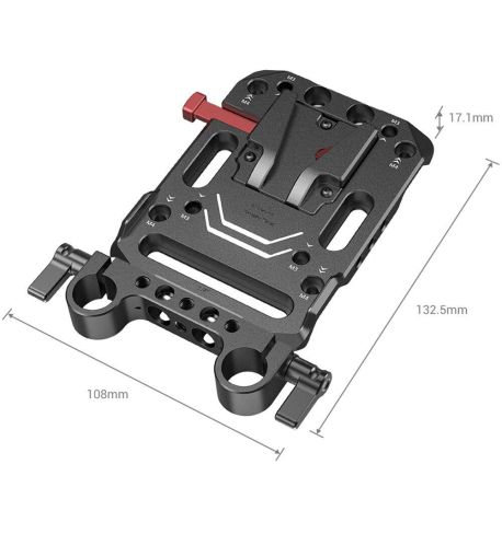 Smallrig Placa de batería V-Lock con abrazadera de barra LWS de 15 mm 3016V | D192521