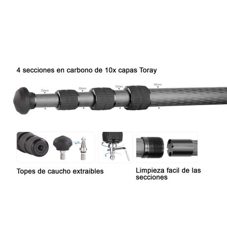 LEOFOTO TRÍPODE DE CARBONO LM-364C