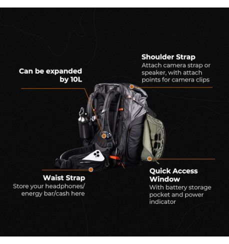 Mochila OnePro Flex de 30 l (negro espacial) + inserto M PGYTECH