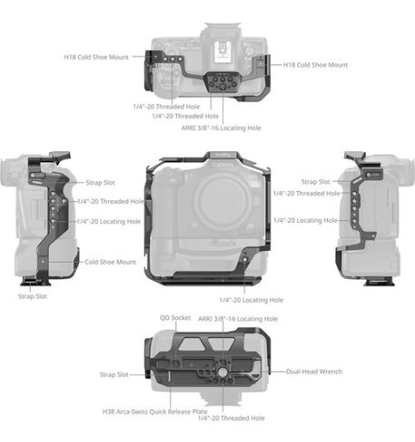 Smallrig 5092 Cage for Canon EOS R5 Mark II with CF-R20EP Battery Grip