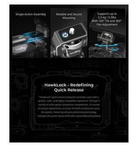 SmallRig 4487 Soporte monitor HawkLock H21con abrazadera NATO