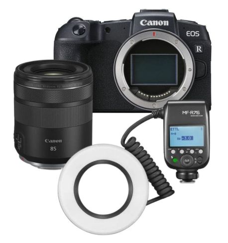 CANON Kit Dental: EOS RP + RF85 Macro + Flash Godox MF-R76