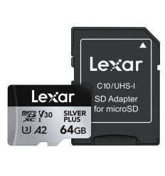 Lexar Micro SDXC 64GB V30 UHS-I Silver Plus R205 / W100MB/s