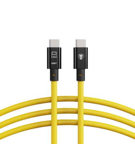 COBRA TETHER | Cable Tether Usb-C a Usb-C (Angulado 90°) (10m) Yellow