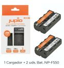 CARGADOR  JUPIO + 2 uds. BATERÍA SONY NP- F550 2350mAh JPLO550