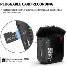 LENSGO Micrófono Wireless 348C SD Card 1Tx + 1Rx 2