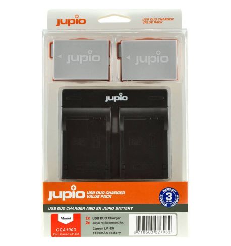 CARGADOR DOBLE JUPIO + 2 BATERIAS para Canon LP-E8 CCA1003