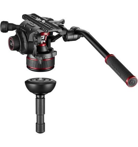 Manfrotto 612 Nitrotech Fluid Rótula de video y trípode de aluminio de doble pata con esparcidor central