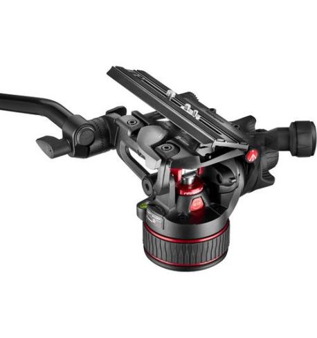 Manfrotto 612 Nitrotech Fluid Rótula de video y trípode de aluminio de doble pata con esparcidor central