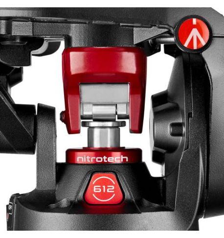 Manfrotto 612 Nitrotech Fluid Rótula de video y trípode de aluminio de doble pata con esparcidor central