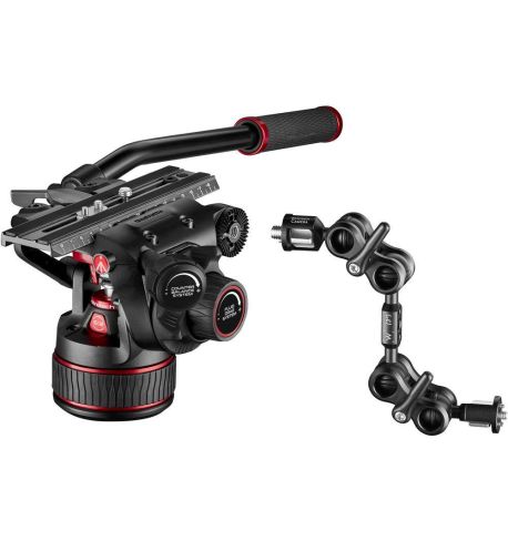 Manfrotto 612 Nitrotech Fluid Rótula de video y trípode de aluminio de doble pata con esparcidor central