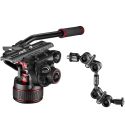 Manfrotto 612 Nitrotech Fluid Rótula de video y trípode de aluminio de doble pata con esparcidor central