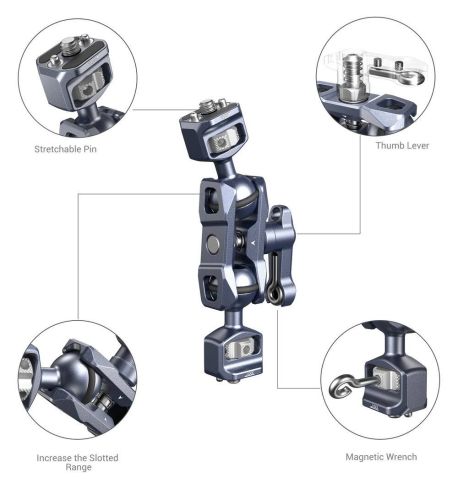 SmallRig Brazo mágico con cabezas de bola dobles (tornillos de 1/4"-20) 3873 | D223851