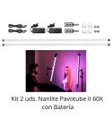 NANLITE PAVOTUBE II 60X con Batería 2Uds KIT (NA1520232KIT)